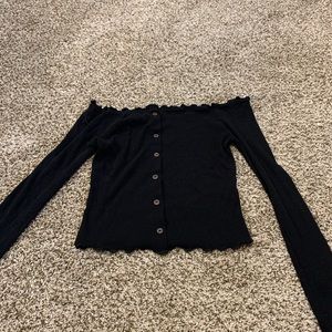 Black Off The Shoulder Top Long Sleeve